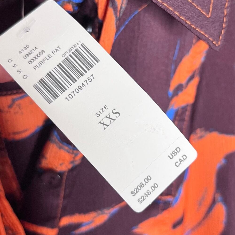 Anthropologie Exquise Jasmineelle Satin Shirt Dress XXS Purple Orange NWT $268 - Picture 10 of 15